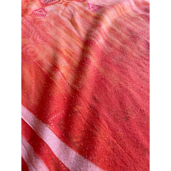 VTG Only Nine Y2K Orange Handkerchief Hem Boho  Preppy Rhinestone Tee Small - Picture 5 of 10